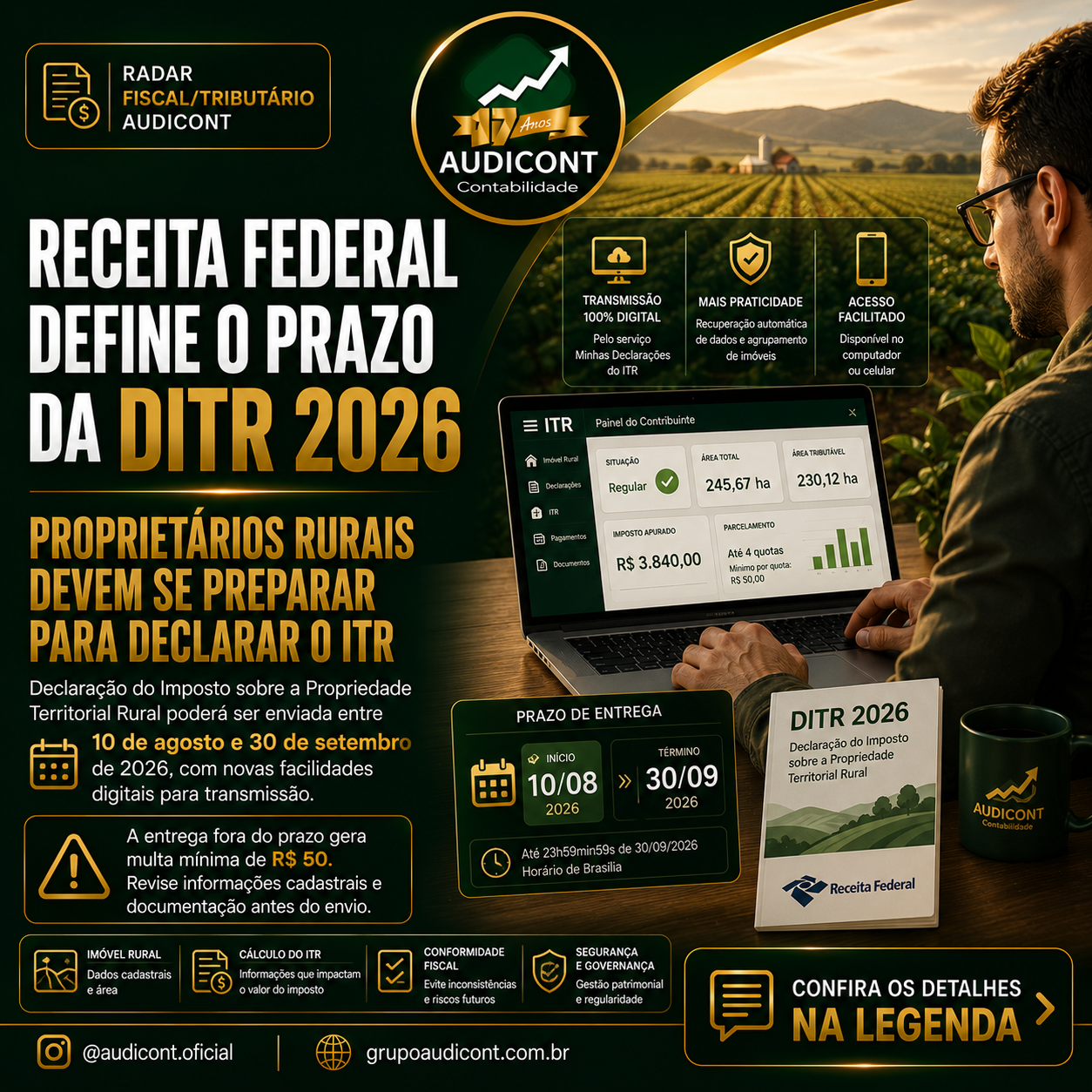 🚜 Receita Federal define prazo da DITR 2026: proprietários rurais devem se preparar