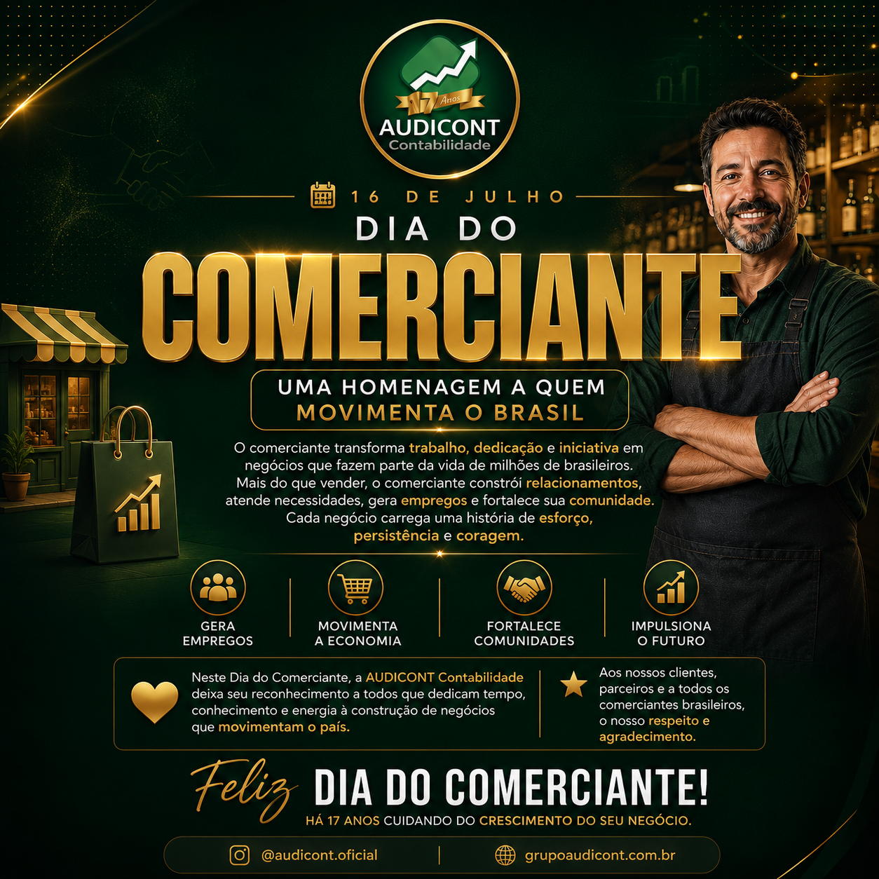Feliz 16 de julho - Dia do Comerciante