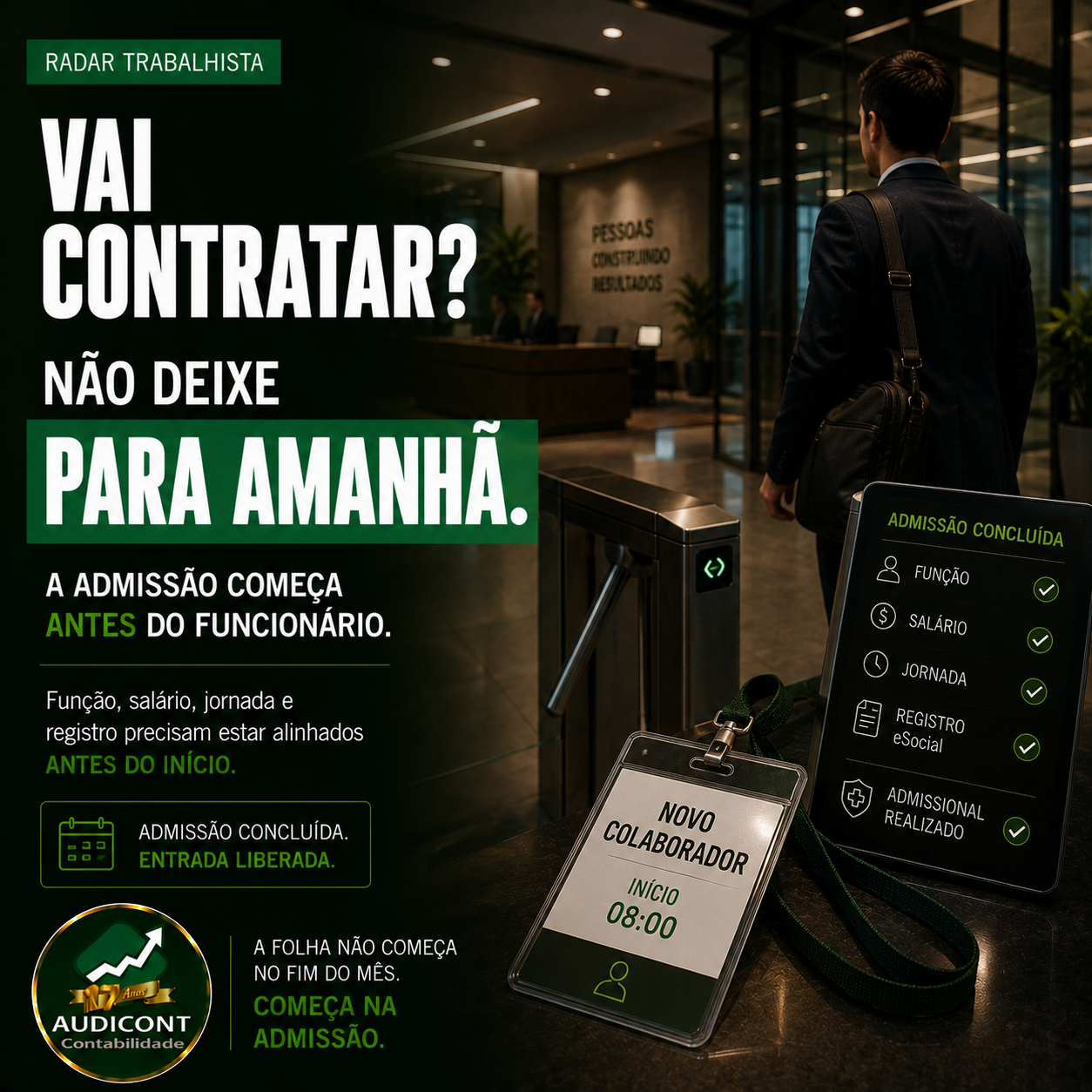 Contratação de funcionário: admissão, eSocial e primeira folha