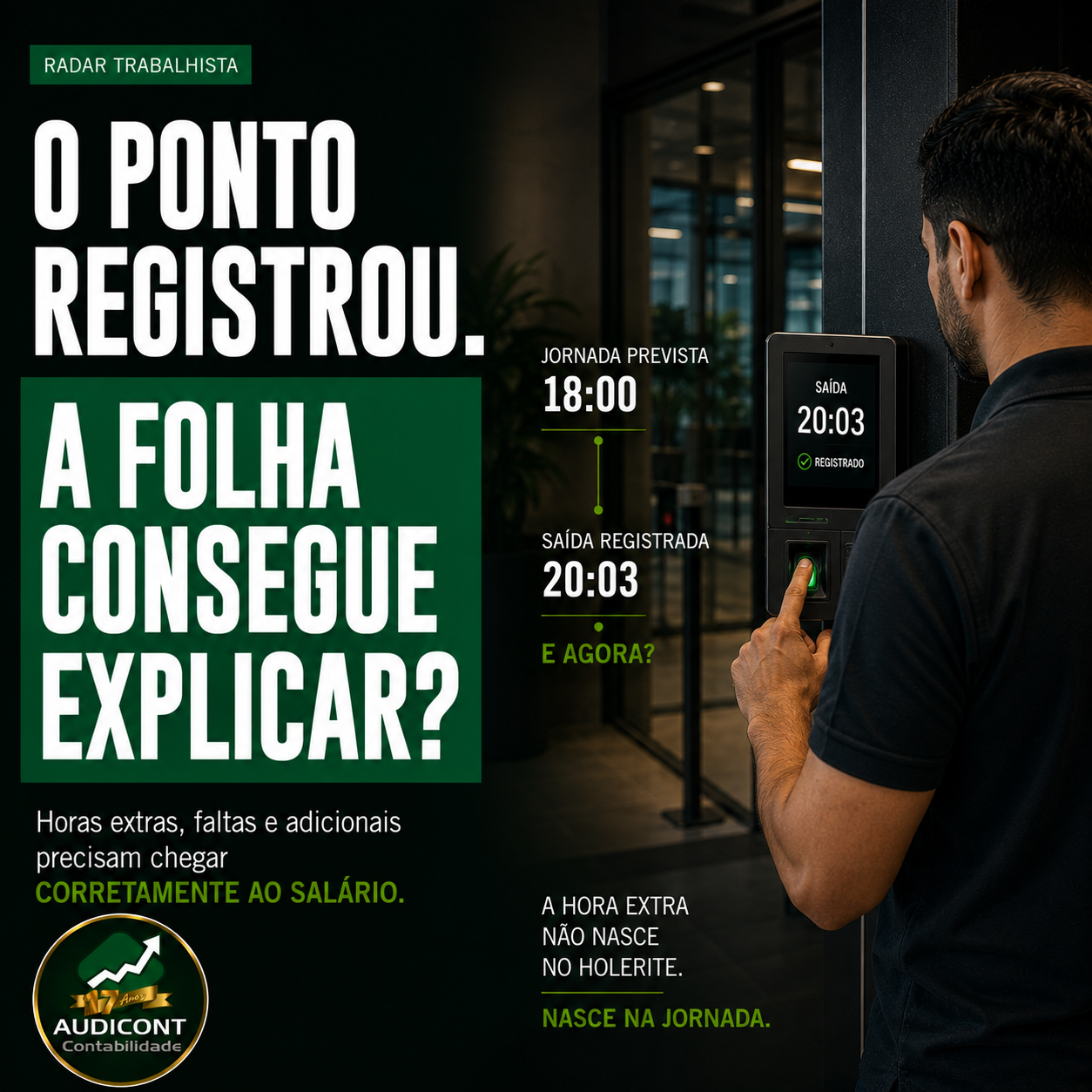 Ponto e folha: horas extras, faltas e adicionais no salário