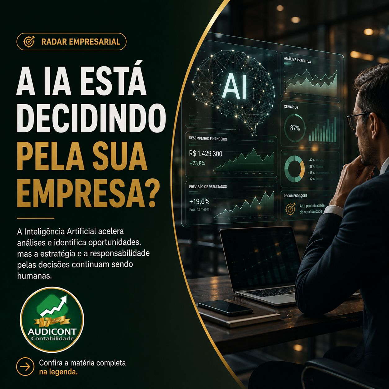 🤖 Inteligência Artificial na tomada de decisão empresarial: como usar a tecnologia sem abrir mão da estratégia humana