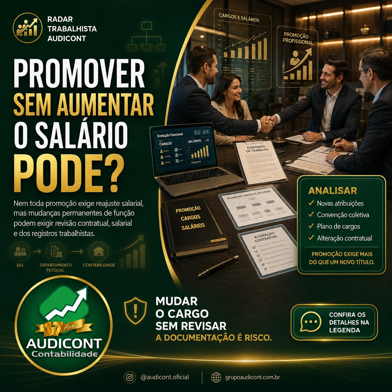 📈 Promoção sem aumento salarial é permitida? Entenda quando a mudança de cargo gera riscos trabalhistas