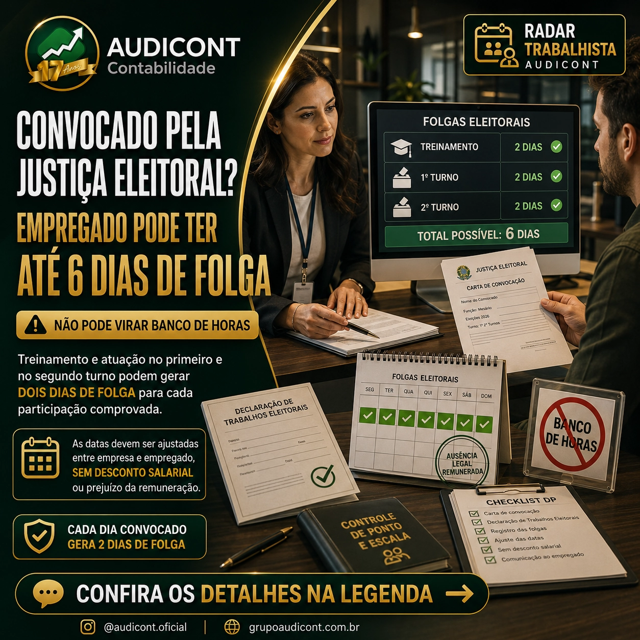 🗳️ Empregado convocado pela Justiça Eleitoral: como conceder as folgas sem errar