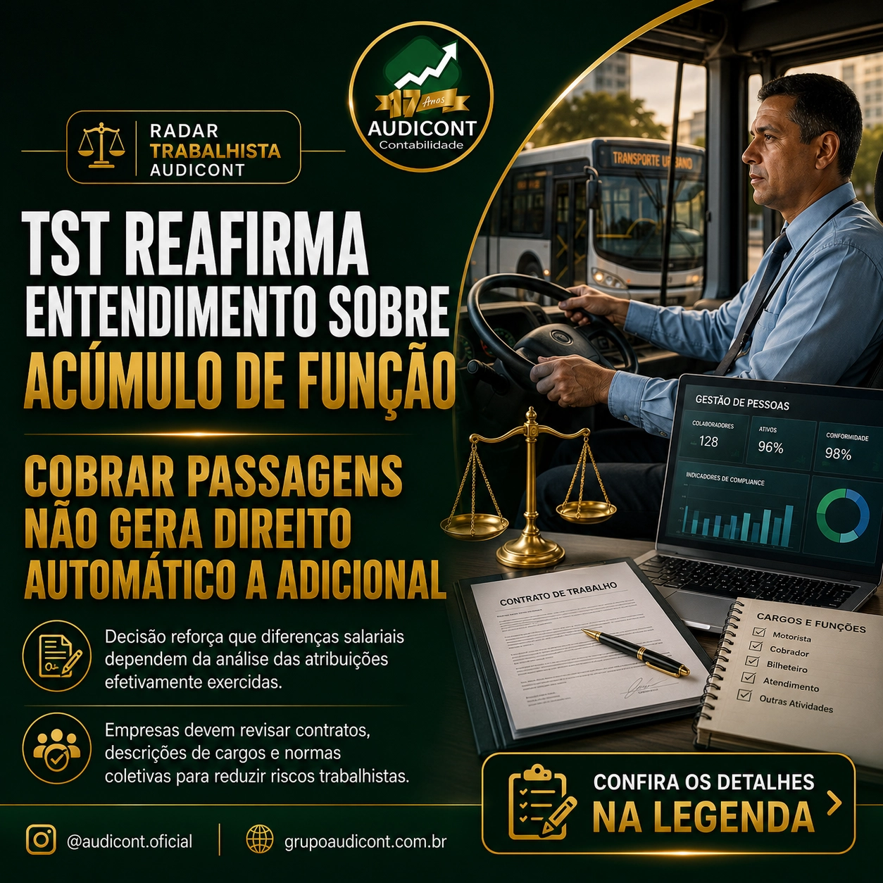 ⚖️ TST reafirma entendimento sobre acúmulo de função no transporte coletivo